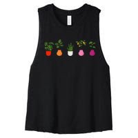 Lesbian Plants Pride Flag Sapphic Art Wlw Subtle Queer Women's Racerback Cropped Tank