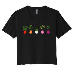 Lesbian Plants Pride Flag Sapphic Art Wlw Subtle Queer Women's Crop Top Tee