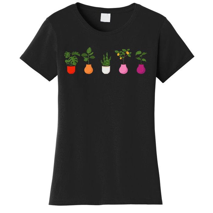 Lesbian Plants Pride Flag Sapphic Art Wlw Subtle Queer Women's T-Shirt