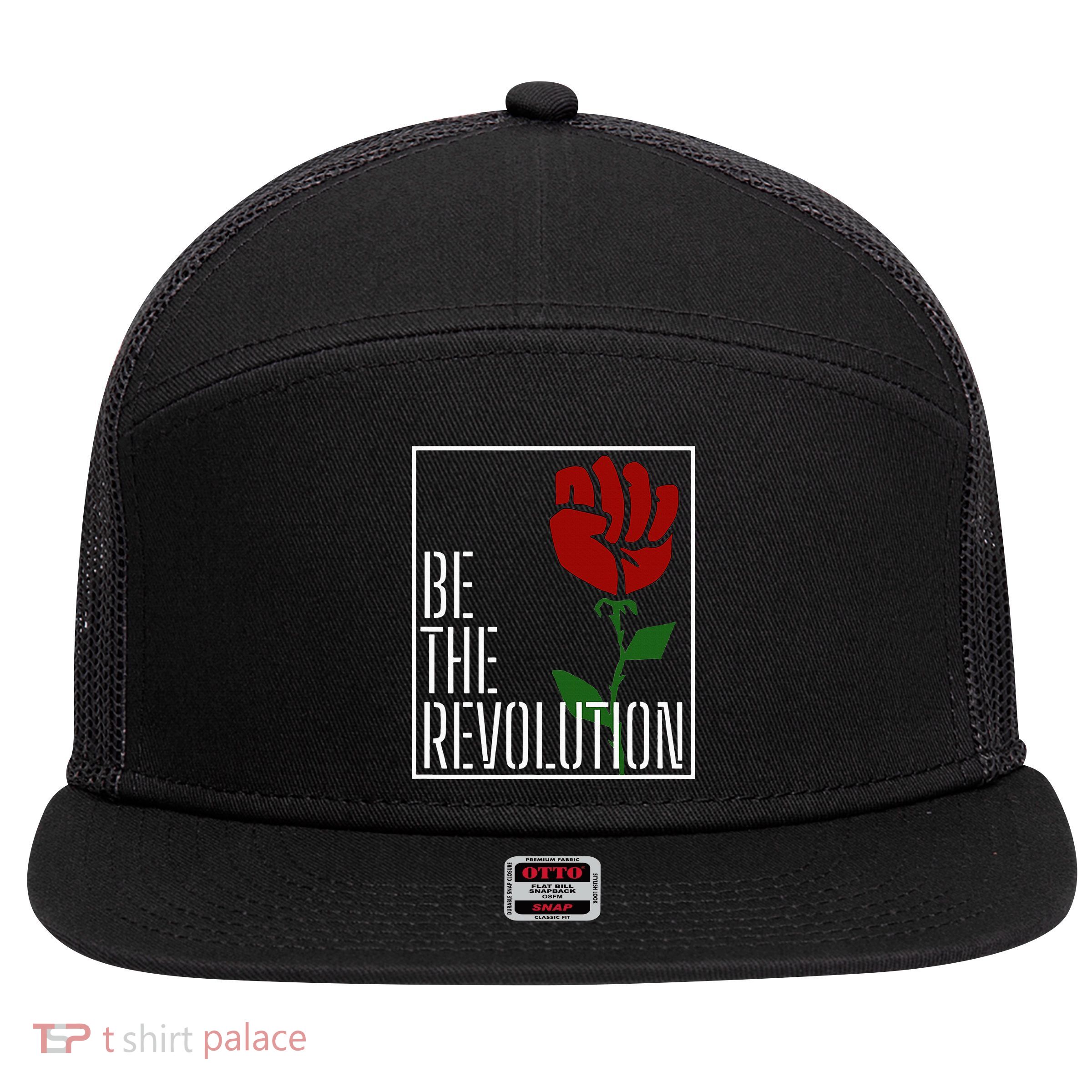 Leftist Protest Political Revolution Socialist Rose 7 Panel Mesh Trucker Snapback Hat