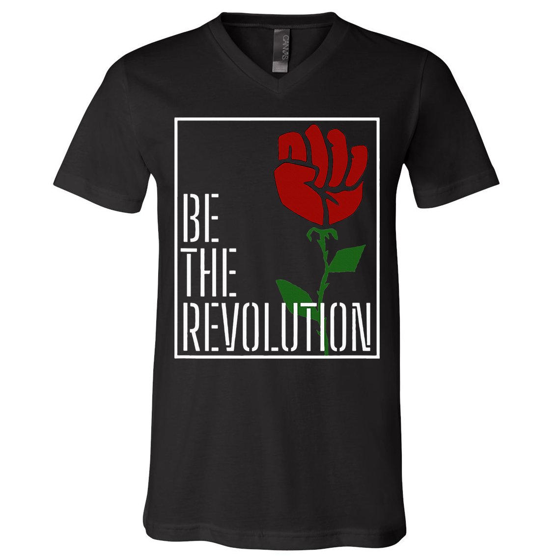Leftist Protest Political Revolution Socialist Rose V-Neck T-Shirt