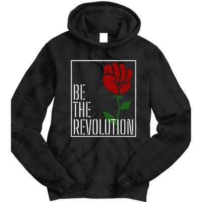 Leftist Protest Political Revolution Socialist Rose Tie Dye Hoodie