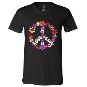 Love Peace Peace Sign Tee 60s Retro Peace V-Neck T-Shirt