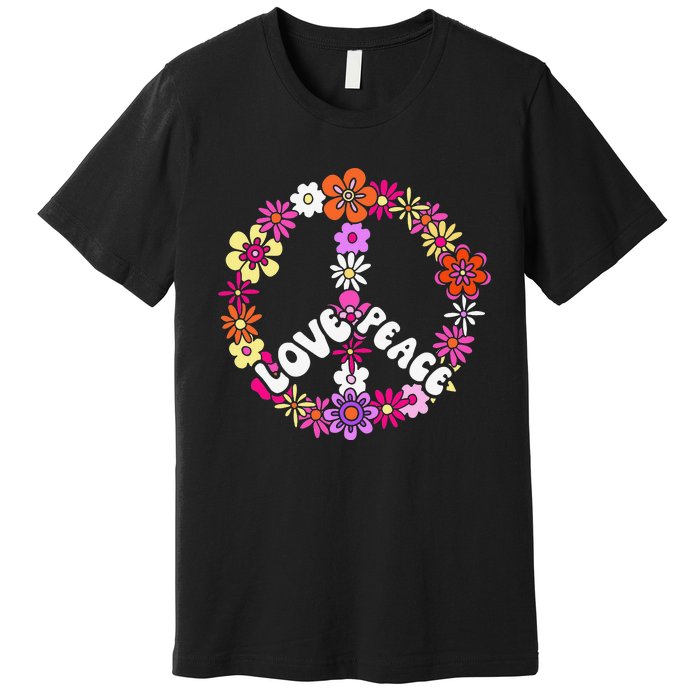 Love Peace Peace Sign Tee 60s Retro Peace Premium T-Shirt