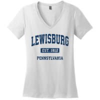 Lewisburg Pennsylvania Pa Vintage Athletic Sports Design Women's V-Neck T-Shirt