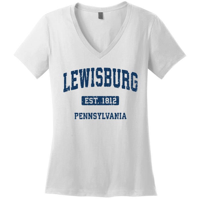 Lewisburg Pennsylvania Pa Vintage Athletic Sports Design Women's V-Neck T-Shirt