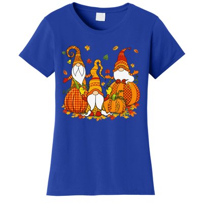 Leopard Pumpkin Print Plaid Gnomes Fall Autumn Thanksgiving Women's T-Shirt