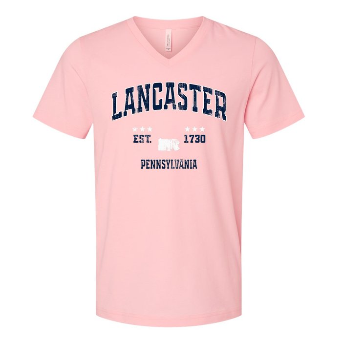 Lancaster Pennsylvania Pa Vintage Athletic Sports V-Neck T-Shirt