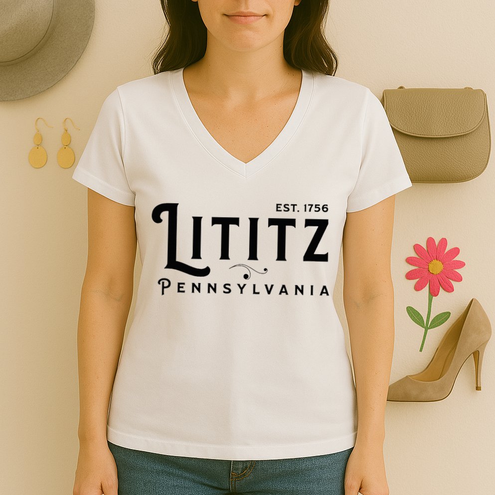 Lititz Pennsylvania Pa Lancaster County Cool Small Town Usa Women's V-Neck T-Shirt