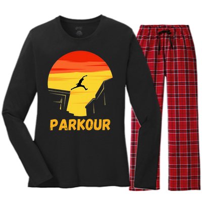 Love Parkour Parkour Gifts Women's Long Sleeve Flannel Pajama Set 