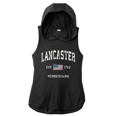 Lancaster Pennsylvania Pa Vintage American Flag Sports Desig Ladies PosiCharge Tri-Blend Wicking Draft Hoodie Tank