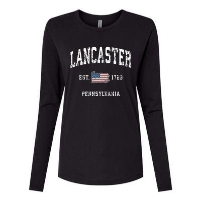 Lancaster Pennsylvania Pa Vintage American Flag Sports Desig Womens Cotton Relaxed Long Sleeve T-Shirt