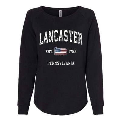 Lancaster Pennsylvania Pa Vintage American Flag Sports Desig Womens California Wash Sweatshirt