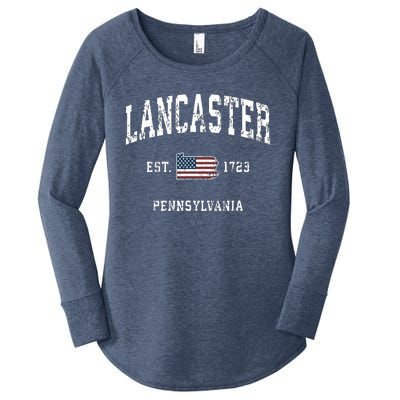 Lancaster Pennsylvania Pa Vintage American Flag Sports Desig Women's Perfect Tri Tunic Long Sleeve Shirt