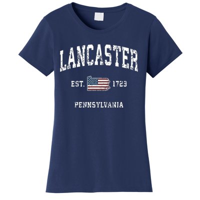 Lancaster Pennsylvania Pa Vintage American Flag Sports Desig Women's T-Shirt