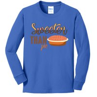 Leopard Pumpkin Pie Thanksgiving Sweeter Than Pie Gift Kids Long Sleeve Shirt