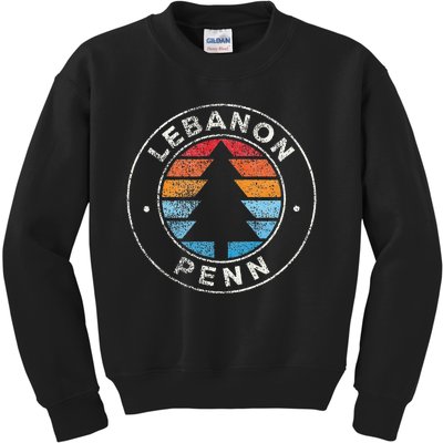 Lebanon Pennsylvania Pa Vintage Graphic Retro 70s Kids Sweatshirt