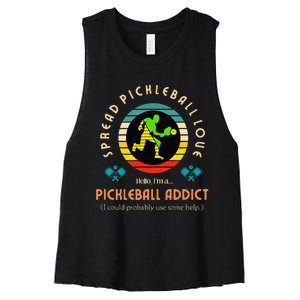 Love Pickleball - Pickleball Addict - Spread Pickleball Love Women's Racerback Cropped Tank