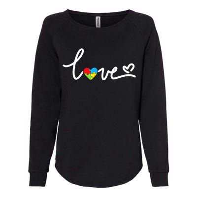 LOVE Puzzle Pieces Heart Autism Awareness Gifts Womens California Wash Sweatshirt