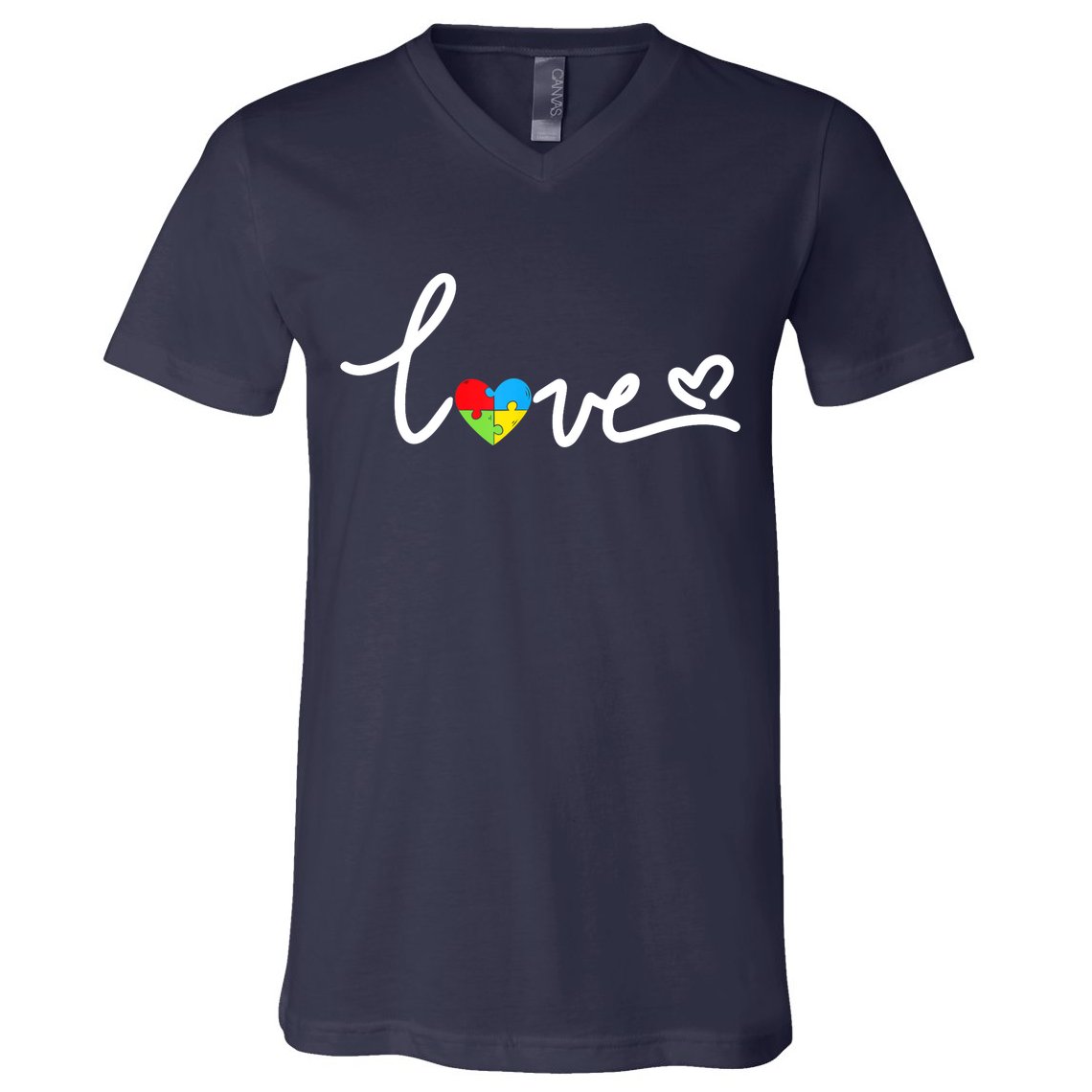 LOVE Puzzle Pieces Heart Autism Awareness Gifts V-Neck T-Shirt