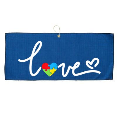 LOVE Puzzle Pieces Heart Autism Awareness Gifts Large Microfiber Waffle Golf Towel