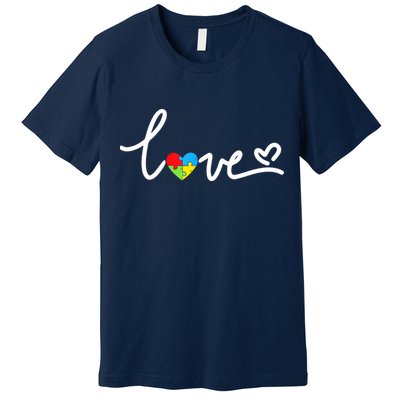 LOVE Puzzle Pieces Heart Autism Awareness Gifts Premium T-Shirt