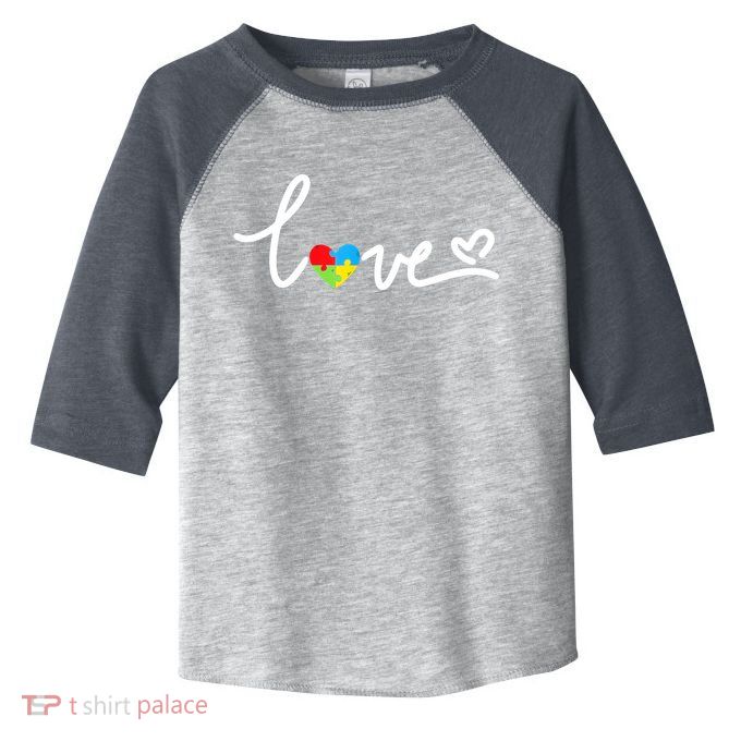 LOVE Puzzle Pieces Heart Autism Awareness Gifts Toddler Fine Jersey T-Shirt