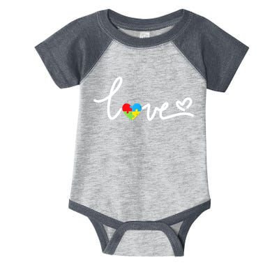 LOVE Puzzle Pieces Heart Autism Awareness Gifts Infant Baby Jersey Bodysuit