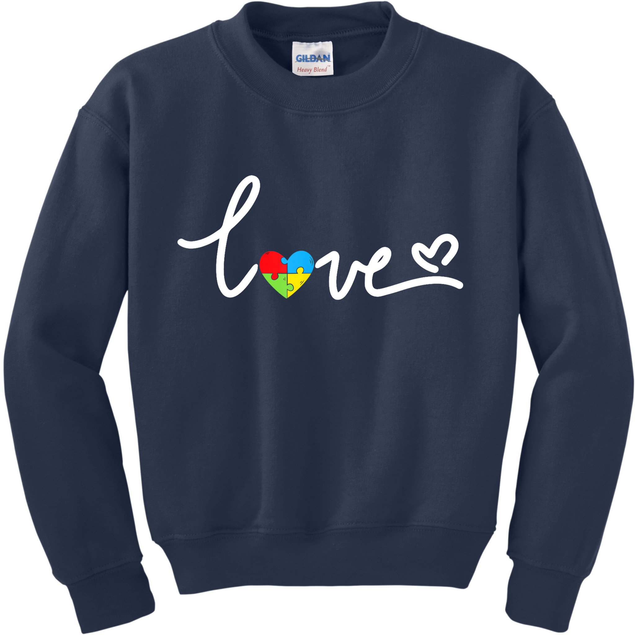 LOVE Puzzle Pieces Heart Autism Awareness Gifts Kids Sweatshirt