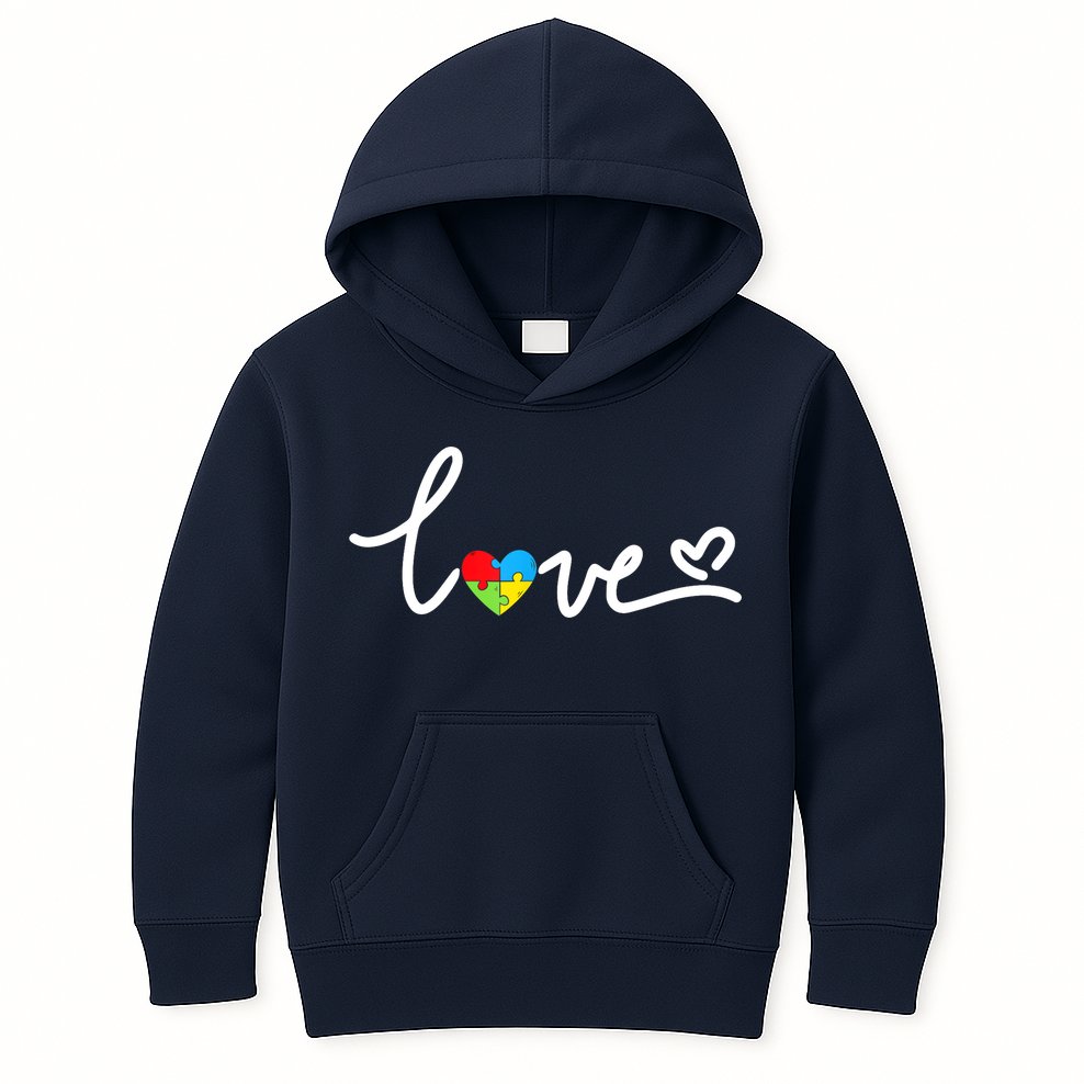 LOVE Puzzle Pieces Heart Autism Awareness Gifts Kids Hoodie