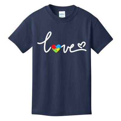 LOVE Puzzle Pieces Heart Autism Awareness Gifts Kids T-Shirt