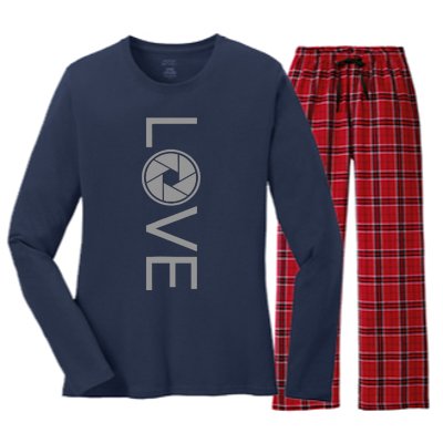 Love Photography Photographer Women's Long Sleeve Flannel Pajama Set 