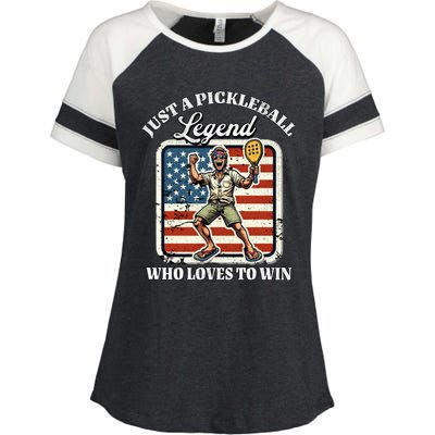 Legendary Pickleball Player Us Flag Pickleball Cute Gift Enza Ladies Jersey Colorblock Tee