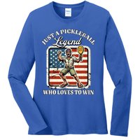 Legendary Pickleball Player Us Flag Pickleball Cute Gift Ladies Long Sleeve Shirt