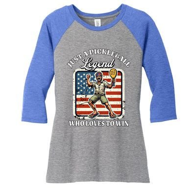 Legendary Pickleball Player Us Flag Pickleball Cute Gift Women's Tri-Blend 3/4-Sleeve Raglan Shirt