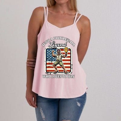 Legendary Pickleball Player Us Flag Pickleball Cute Gift Women's Strappy Tank