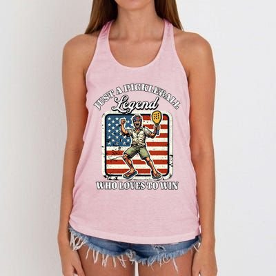 Legendary Pickleball Player Us Flag Pickleball Cute Gift Women's Knotted Racerback Tank