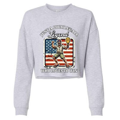 Legendary Pickleball Player Us Flag Pickleball Cute Gift Cropped Pullover Crew