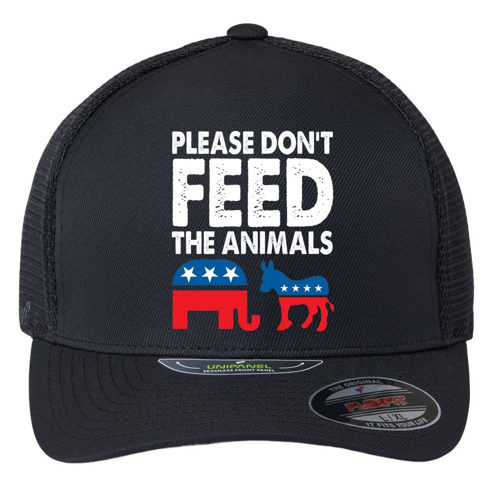 Libertarian Political Please Don't Feed The Animals Gift Flexfit Unipanel Trucker Cap