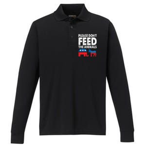 Libertarian Political Please Don't Feed The Animals Gift Performance Long Sleeve Polo