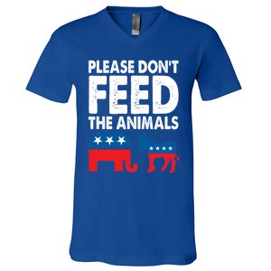 Libertarian Political Please Don't Feed The Animals Gift V-Neck T-Shirt