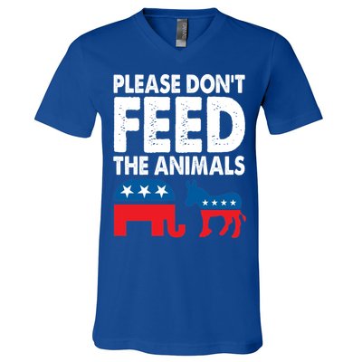 Libertarian Political Please Don't Feed The Animals Gift V-Neck T-Shirt