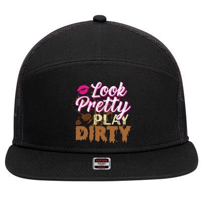 Look Pretty Play Dirty Mud Run Outfit for Wo Mud Run Team 7 Panel Mesh Trucker Snapback Hat