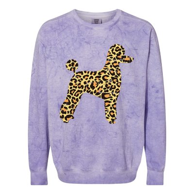 Leopard Print Poodle Pet Dog Owner Lover Colorblast Crewneck Sweatshirt