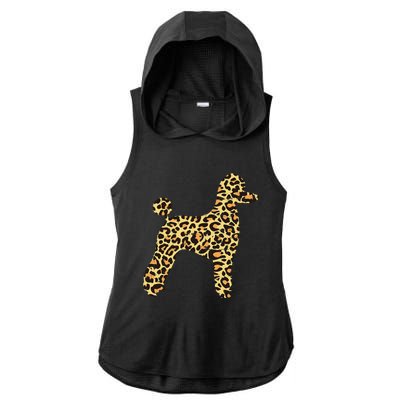 Leopard Print Poodle Pet Dog Owner Lover Ladies PosiCharge Tri-Blend Wicking Draft Hoodie Tank