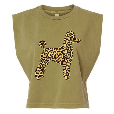 Leopard Print Poodle Pet Dog Owner Lover Garment-Dyed Women's Muscle Tee