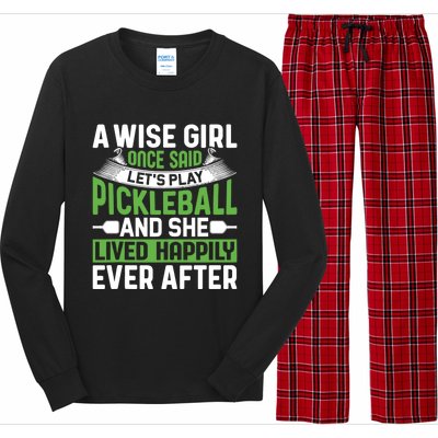 LetS Play Pickleball And She Lived Funny Pickleball Gift Long Sleeve Pajama Set