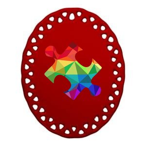 Low Poly Puzzles Autism Awareness Women Ceramic Oval Ornament