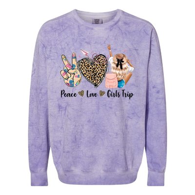 Leopard Print Peace Love Trip Vacation Mode Weekend Gift Colorblast Crewneck Sweatshirt