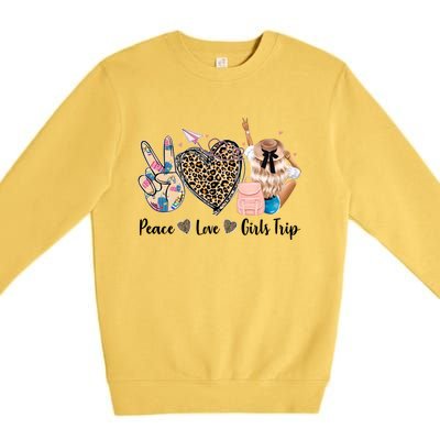 Leopard Print Peace Love Trip Vacation Mode Weekend Gift Premium Crewneck Sweatshirt